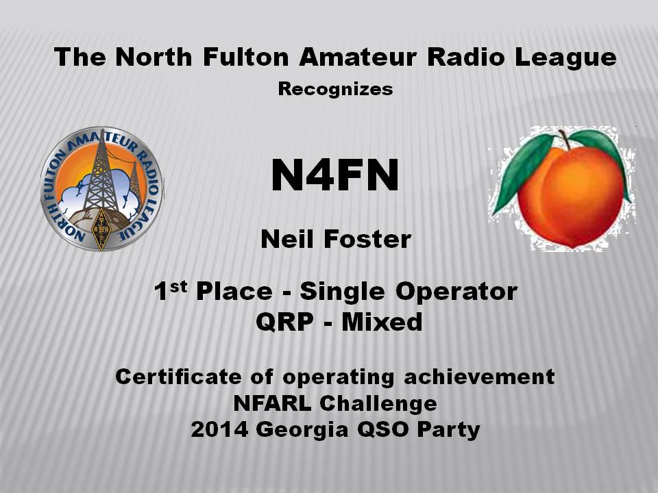 GA QSO Party Certificate