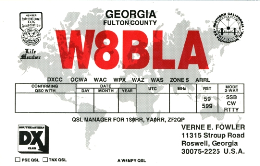 W8BLA QSL