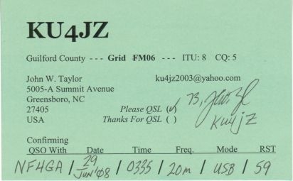 KU4JZ QSL